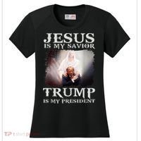 Jesus Is My Savior Trump Is My President Women's Cooling Performance Crew T-Shirt thumb 0
