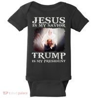 Jesus Is My Savior Trump Is My President Baby Bodysuit thumb 0