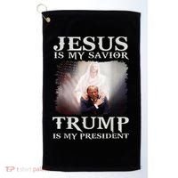 Jesus Is My Savior Trump Is My President Golf Towel thumb 0
