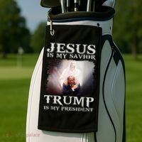 Jesus Is My Savior Trump Is My President Golf Towel thumb 2