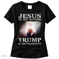 Jesus Is My Savior Trump Is My President Women's T-Shirt thumb 0