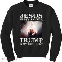 Jesus Is My Savior Trump Is My President Kids Sweatshirt thumb 0