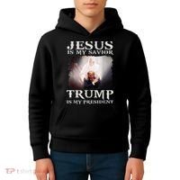 Jesus Is My Savior Trump Is My President Kids Hoodie thumb 4