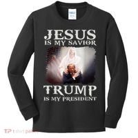 Jesus Is My Savior Trump Is My President Kids Long Sleeve Shirt thumb 0