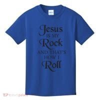 Jesus Is My Rock And Thats How I Roll Christ Size Kids T-Shirt thumb 0