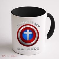 Jesus Is My Superhero Faith Shield Coffee Mug thumb 1