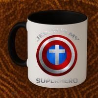 Jesus Is My Superhero Faith Shield Coffee Mug thumb 2