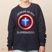 Jesus Is My Superhero Faith Shield Women's Sweatshirt thumb 0