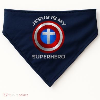Jesus Is My Superhero Faith Shield USA-Made Doggie Bandana