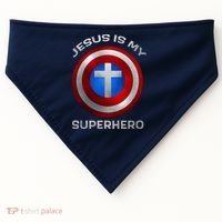 Jesus Is My Superhero Faith Shield USA-Made Doggie Bandana thumb 0