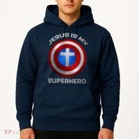 Jesus Is My Superhero Faith Shield Hoodie thumb 2