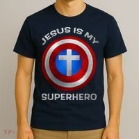 Jesus Is My Superhero Faith Shield T-Shirt thumb 3
