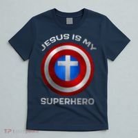 Jesus Is My Superhero Faith Shield T-Shirt thumb 5