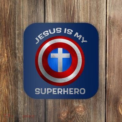 Jesus Is My Superhero Faith Shield Coaster