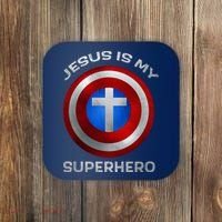 Jesus Is My Superhero Faith Shield Coaster thumb 0