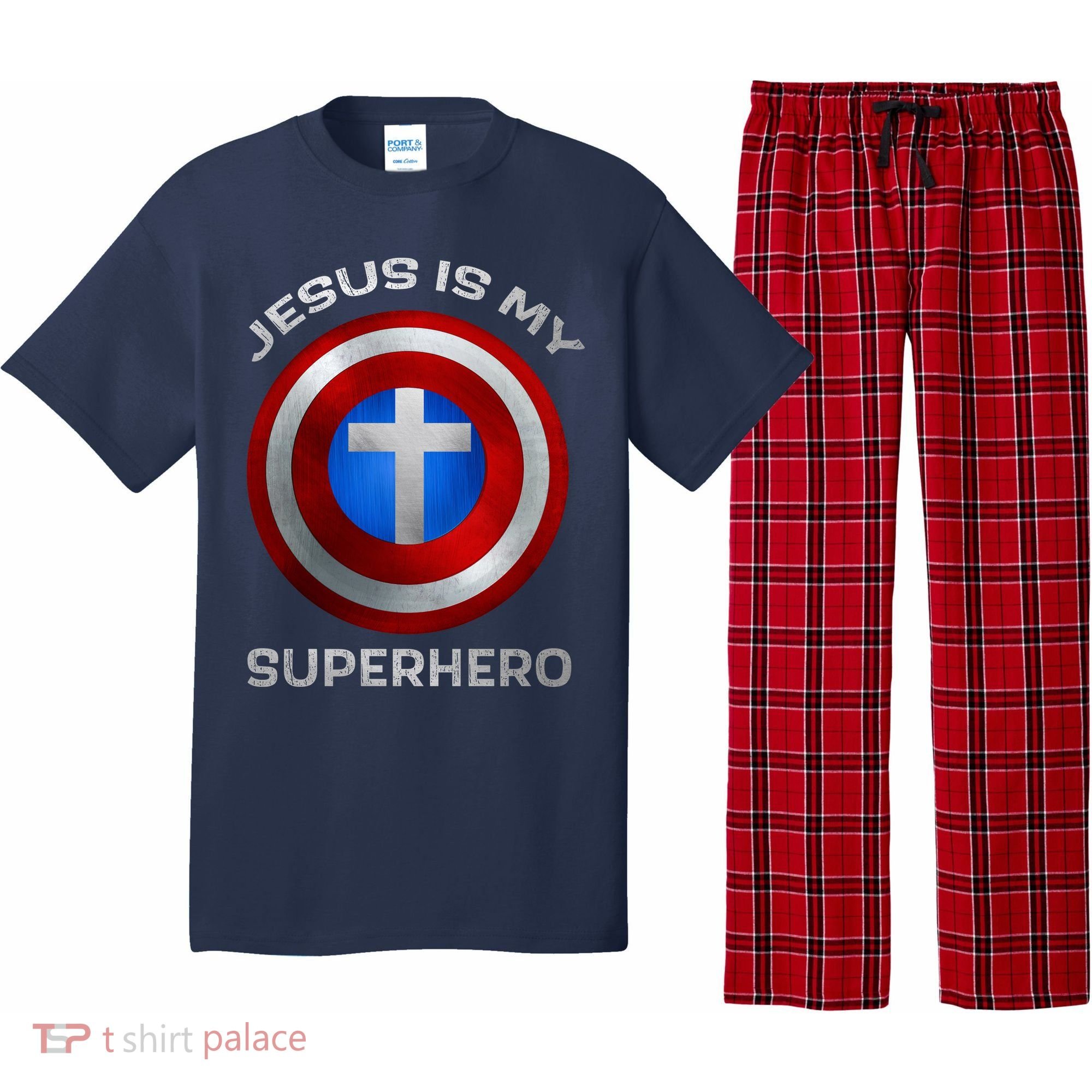 Jesus Is My Superhero Faith Shield Pajama Set