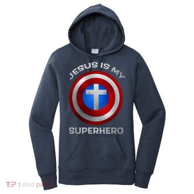 Jesus Is My Superhero Faith Shield Women's Hoodie