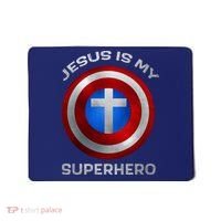 Jesus Is My Superhero Faith Shield Mousepad thumb 0