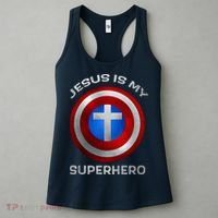 Jesus Is My Superhero Faith Shield Women's Tank Top thumb 3