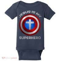 Jesus Is My Superhero Faith Shield Baby Bodysuit thumb 0