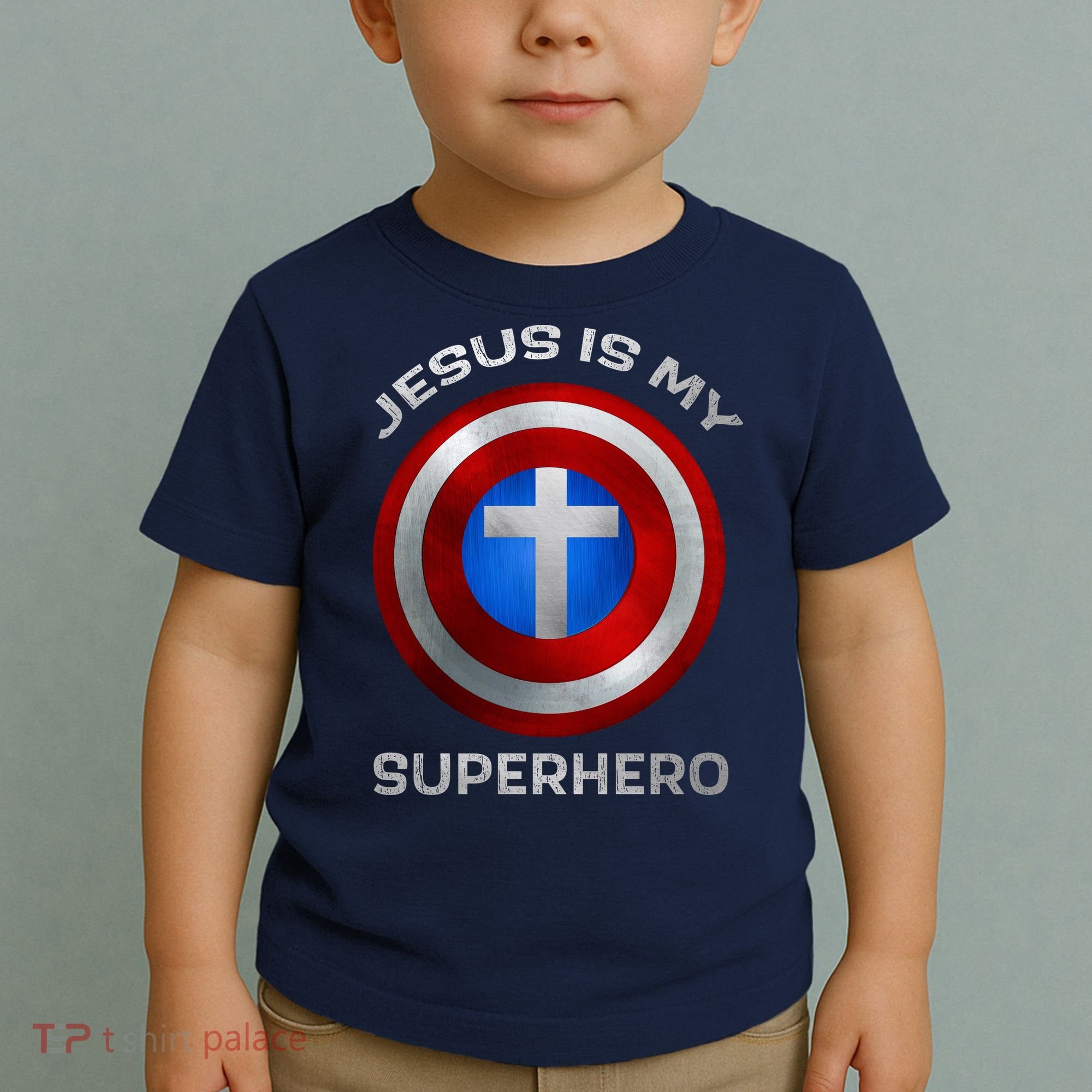Jesus Is My Superhero Faith Shield Toddler T-Shirt