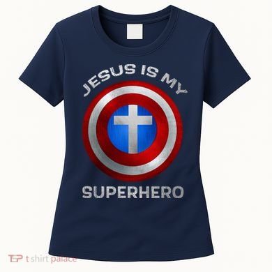 Jesus Is My Superhero Faith Shield Women's T-Shirt