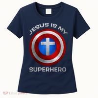 Jesus Is My Superhero Faith Shield Women's T-Shirt thumb 0