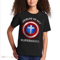 Jesus Is My Superhero Faith Shield Kids T-Shirt thumb 2