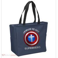 Jesus Is My Superhero Faith Shield Tote Bag thumb 2
