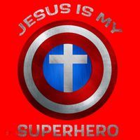 Jesus Is My Superhero Faith Shield Santa Hat thumb 1