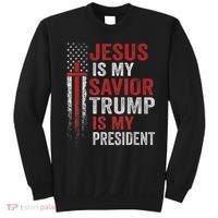 Jesus Is My Savior Trump Is My President American Flag Sweatshirt thumb 0