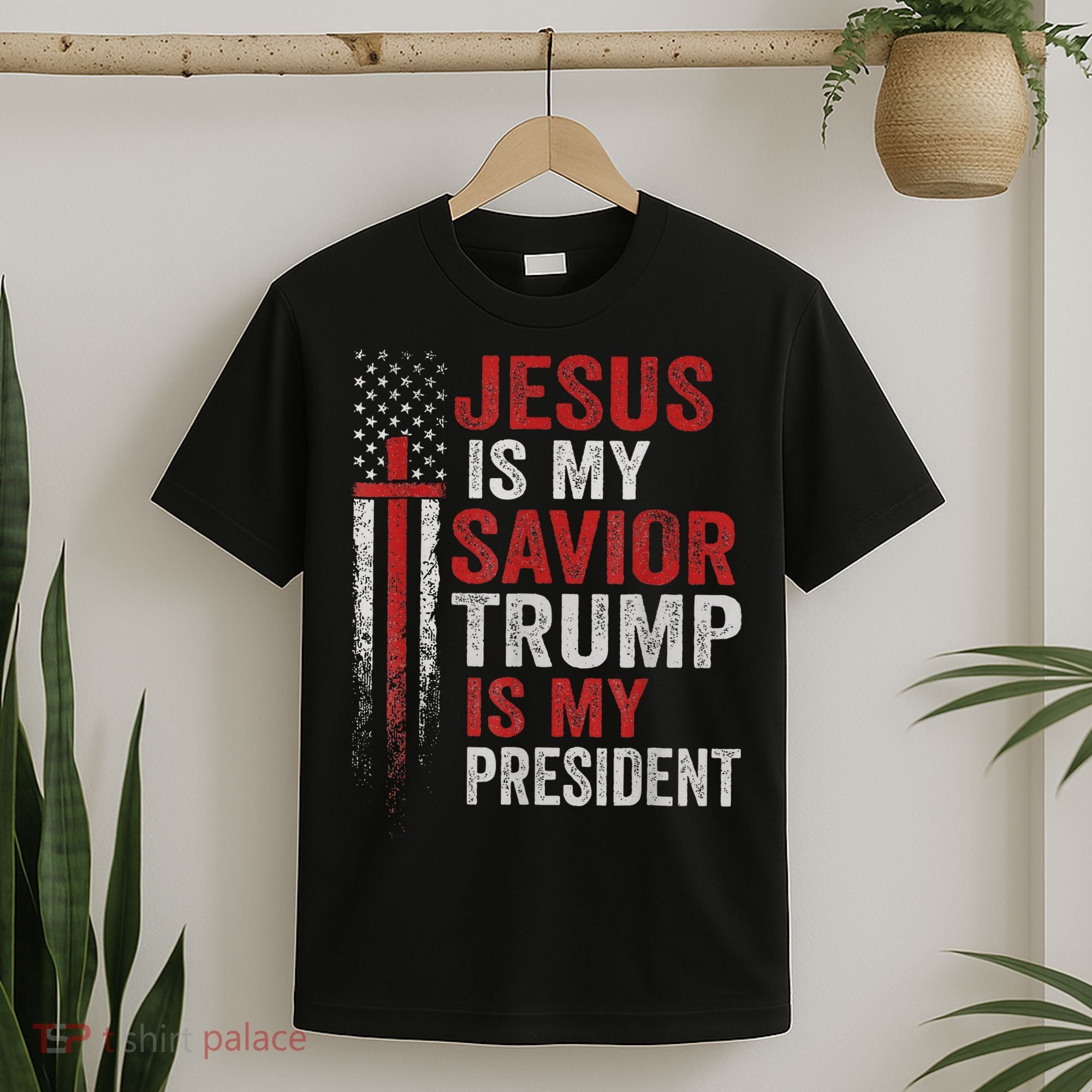Jesus Is My Savior Trump Is My President American Flag T-Shirt