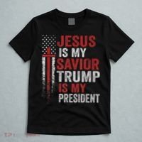 Jesus Is My Savior Trump Is My President American Flag T-Shirt thumb 5
