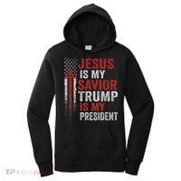 Jesus Is My Savior Trump Is My President American Flag Women's Hoodie thumb 0