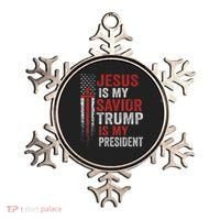 Jesus Is My Savior Trump Is My President American Flag Ornament thumb 0