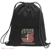 Jesus Is My Savior Trump Is My President Sweatshirt Cinch Pack Bag thumb 0