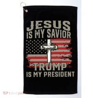 Jesus Is My Savior Trump Is My President Golf Towel thumb 0