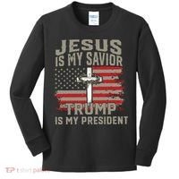 Jesus Is My Savior Trump Is My President Kids Long Sleeve Shirt thumb 0