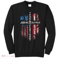 Jesus Is My Savior Trump Is My President American Flag Sweatshirt thumb 0