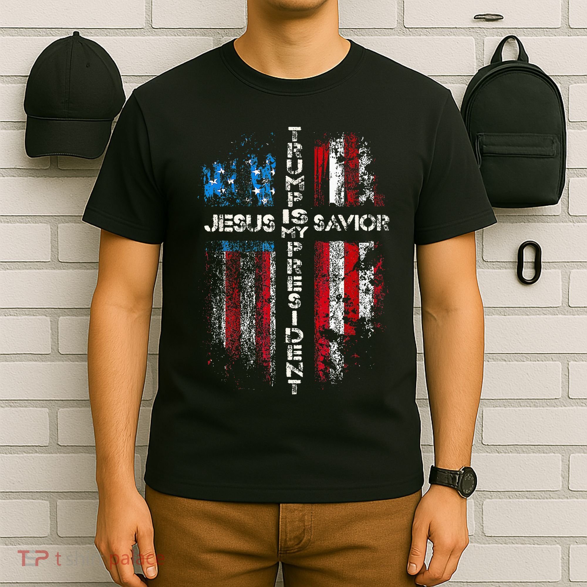 Jesus Is My Savior Trump Is My President American Flag T-Shirt