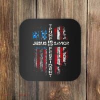 Jesus Is My Savior Trump Is My President American Flag Coaster thumb 0