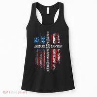 Jesus Is My Savior Trump Is My President American Flag Women's Tank Top thumb 0