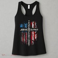 Jesus Is My Savior Trump Is My President American Flag Women's Tank Top thumb 3