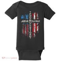 Jesus Is My Savior Trump Is My President American Flag Baby Bodysuit thumb 0