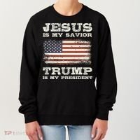 Jesus Is My Savior Trump Is My President Women's Sweatshirt thumb 0
