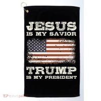 Jesus Is My Savior Trump Is My President Golf Towel thumb 0