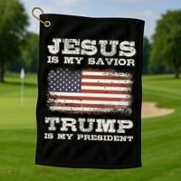Jesus Is My Savior Trump Is My President Golf Towel thumb 1