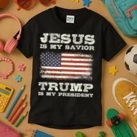Jesus Is My Savior Trump Is My President Kids T-Shirt thumb 3