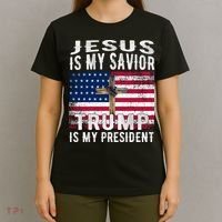 Jesus Is My Savior Trump Is My President American Flag T-Shirt thumb 4