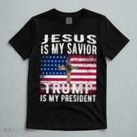 Jesus Is My Savior Trump Is My President American Flag T-Shirt thumb 5
